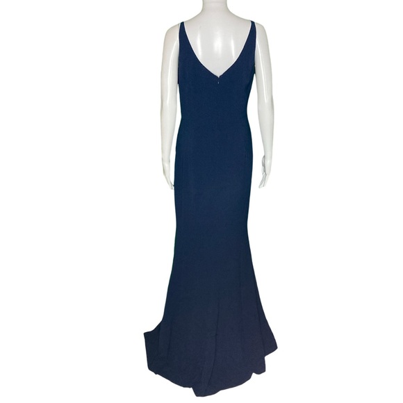 NWT Dress the Population Navy Jordan Ruched Side Front Slit Gown - Sz M - Picture 4 of 8